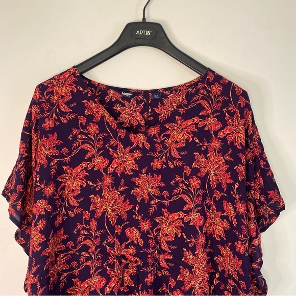 Women's Lands End Modal Purple Red Floral Dress Cover Up Big Sleeves Medium - Picture 3 of 14
